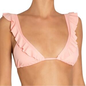 Eberjey So Solid Greyson Pink Ruffle Bikini Top